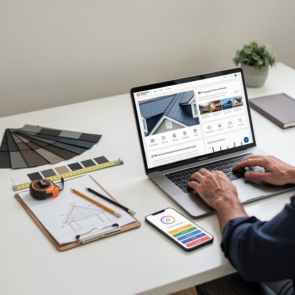 WebZum professional roofing website builder showcasing custom AI-generated design and lead capture features